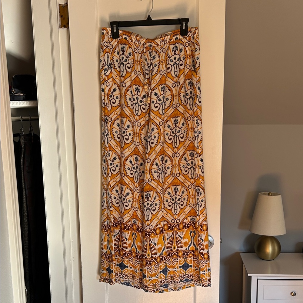 Christian Siriano Yellow and Blue Wide Leg Pants